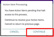 Continue button after saving the registration questions