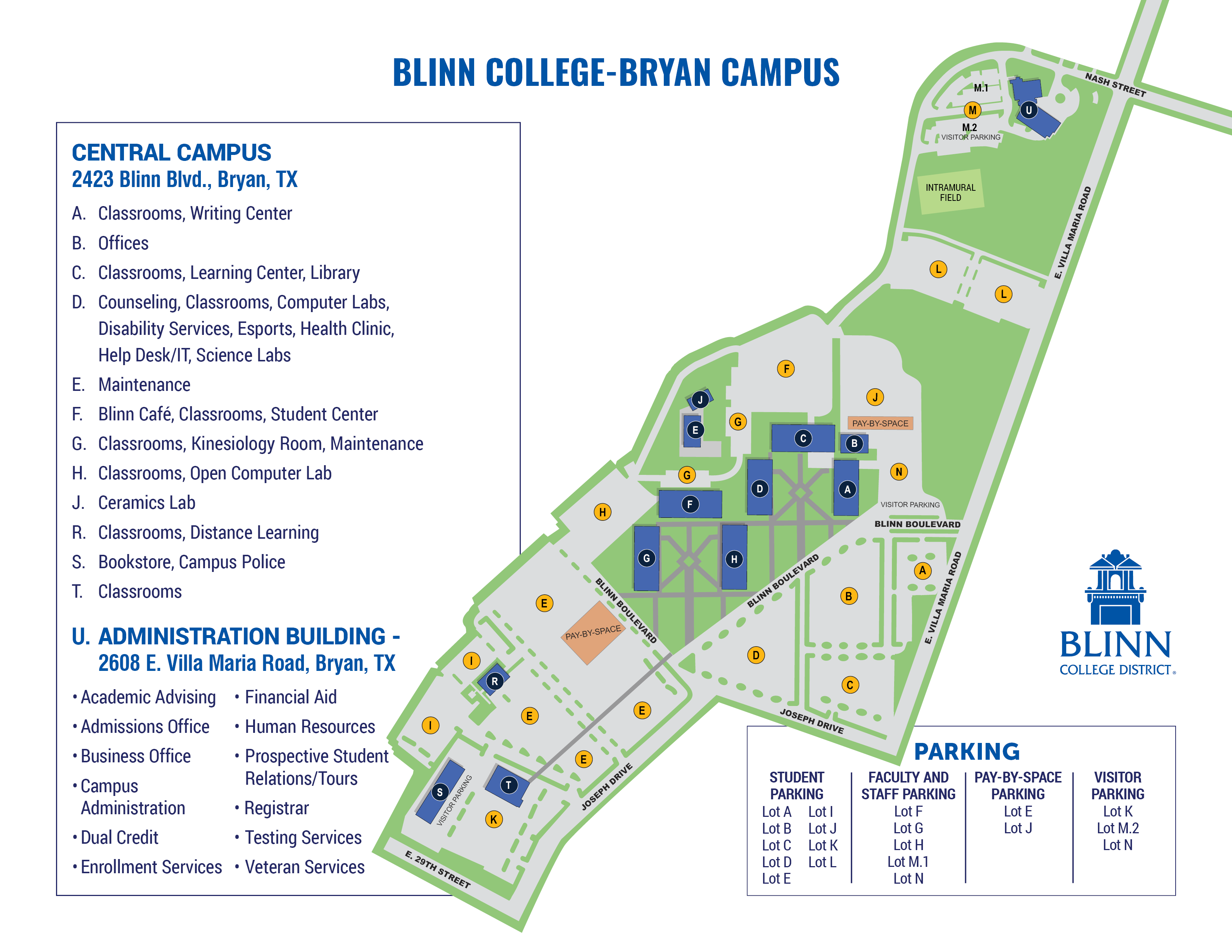 Map of the Blinn College-Bryan Campus