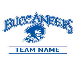 Curved Buccaneers with pirate and with Team Name