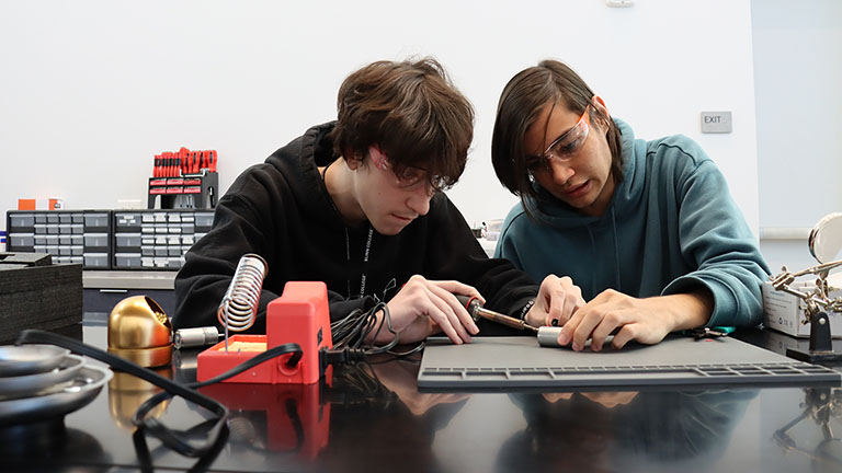 Students studying mechatronics